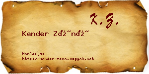 Kender Zénó névjegykártya